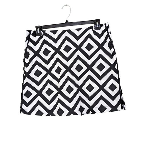 Golftini Womens 16L Skort Golf Skirt Athletic Black White Diamond Cotton Stretch - Picture 1 of 5